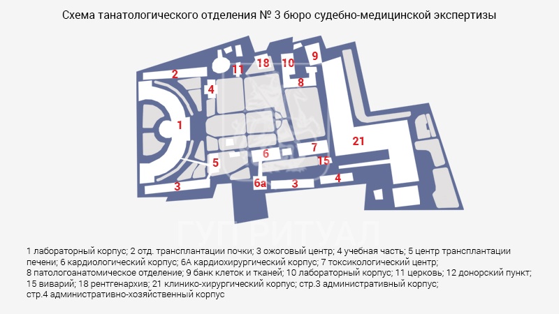 Схема морга СМЭ №3