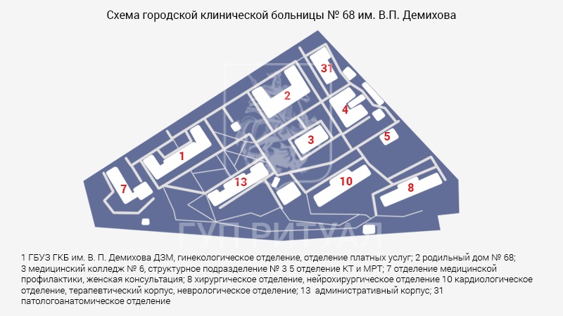 Схема морга городской клинической больницы № 68 им. В.П. Демихова