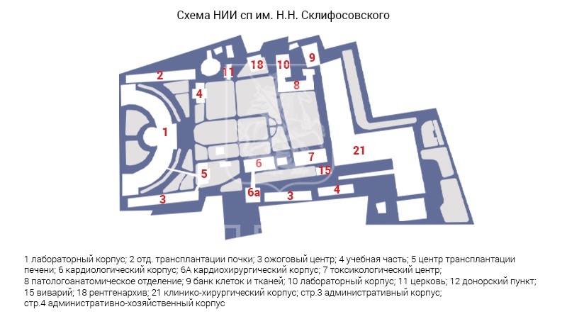 Схема морга ГБУЗ «НИИ скорой помощи им. Н.В. Склифосовского ДЗМ»